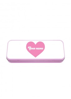 Metal Stationary Case Pink Heart